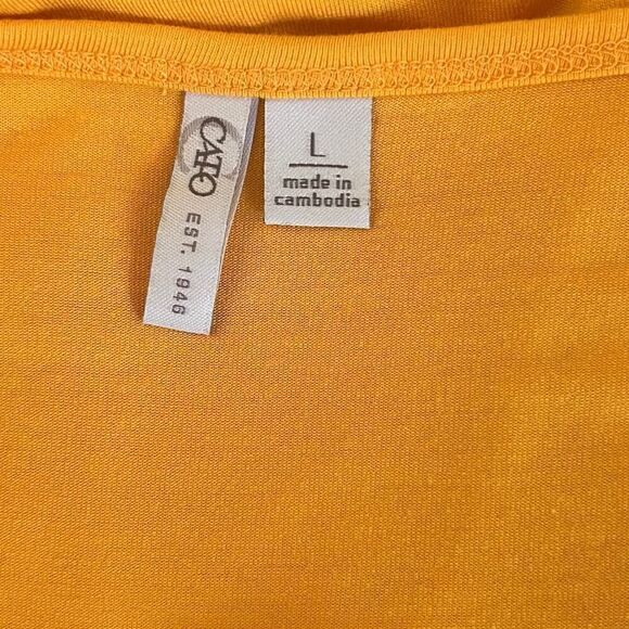 Cato Large Yellow V Neck Elbow Ruffle Sleeve Front Twist Tropical Leopard Sleeve - Picture 6 of 7